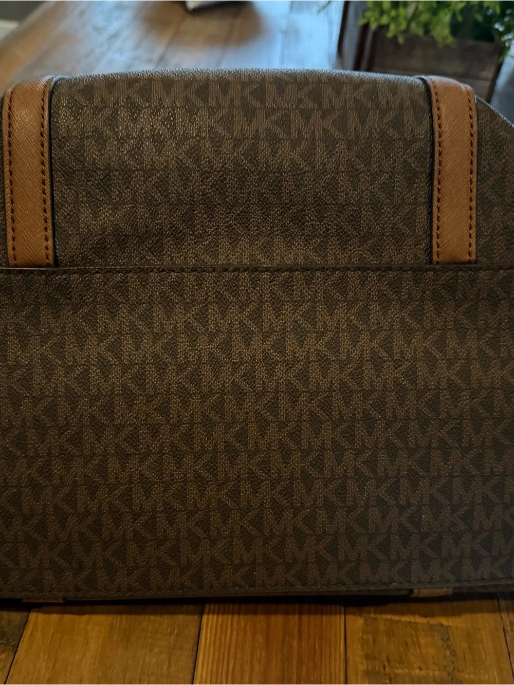 Michael Kors Brown Monogram Tote with Tan Trim